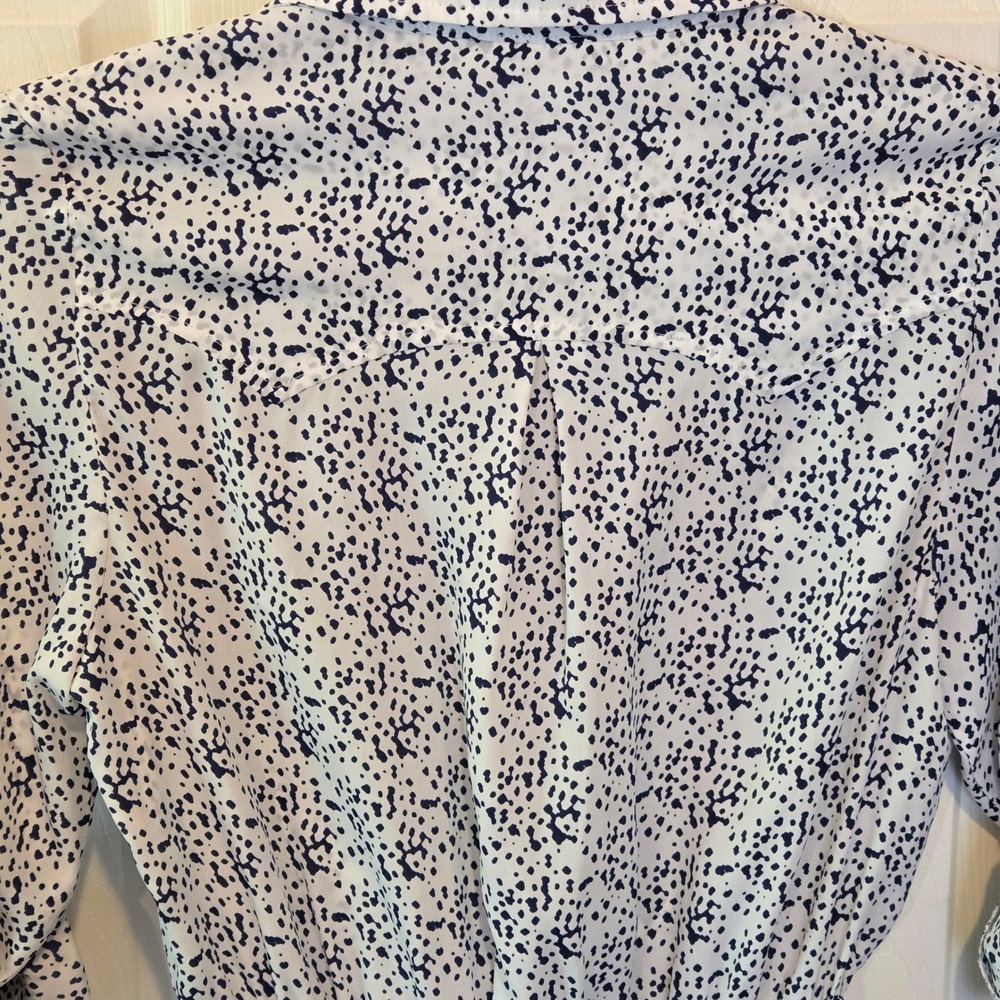 BCBGeneration Shirt Dress White Navy Dalmatian Print Pockets Size S - Picture 10 of 10